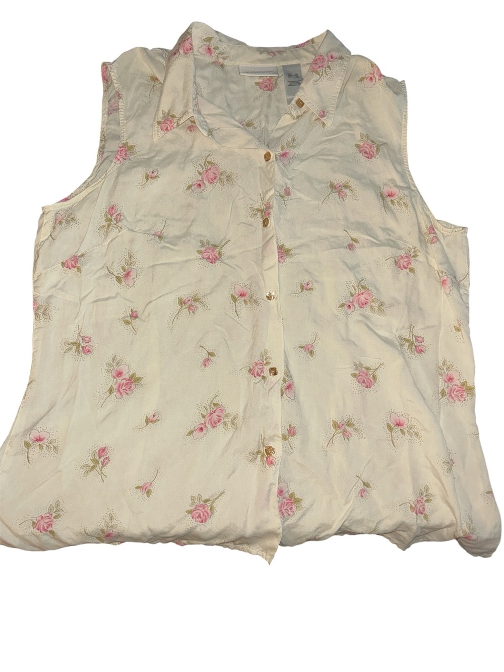 Liz Claiborne Silk Collared Floral Tank Top
